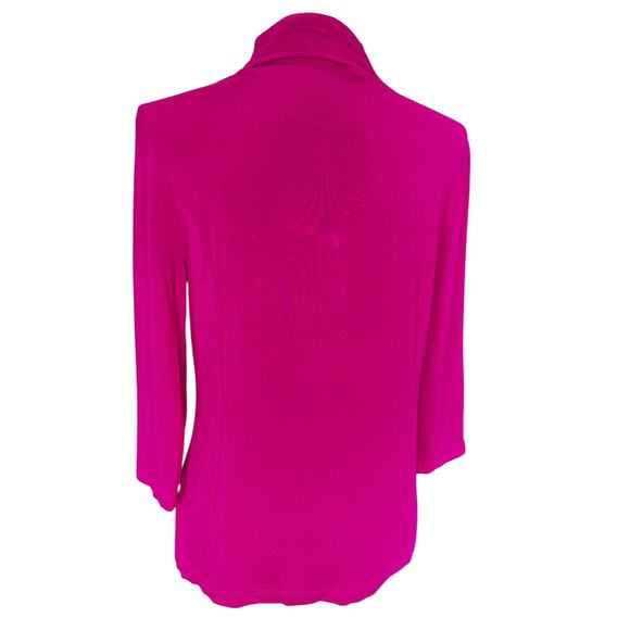 AK Anne Klein Hot Pink Funnel Neck 3/4 Sleeve Modal Spandex Top - Picture 5 of 7